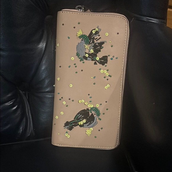 Coach Beige Wallet with Green and Yellow Embellishments - Picture 2 of 3